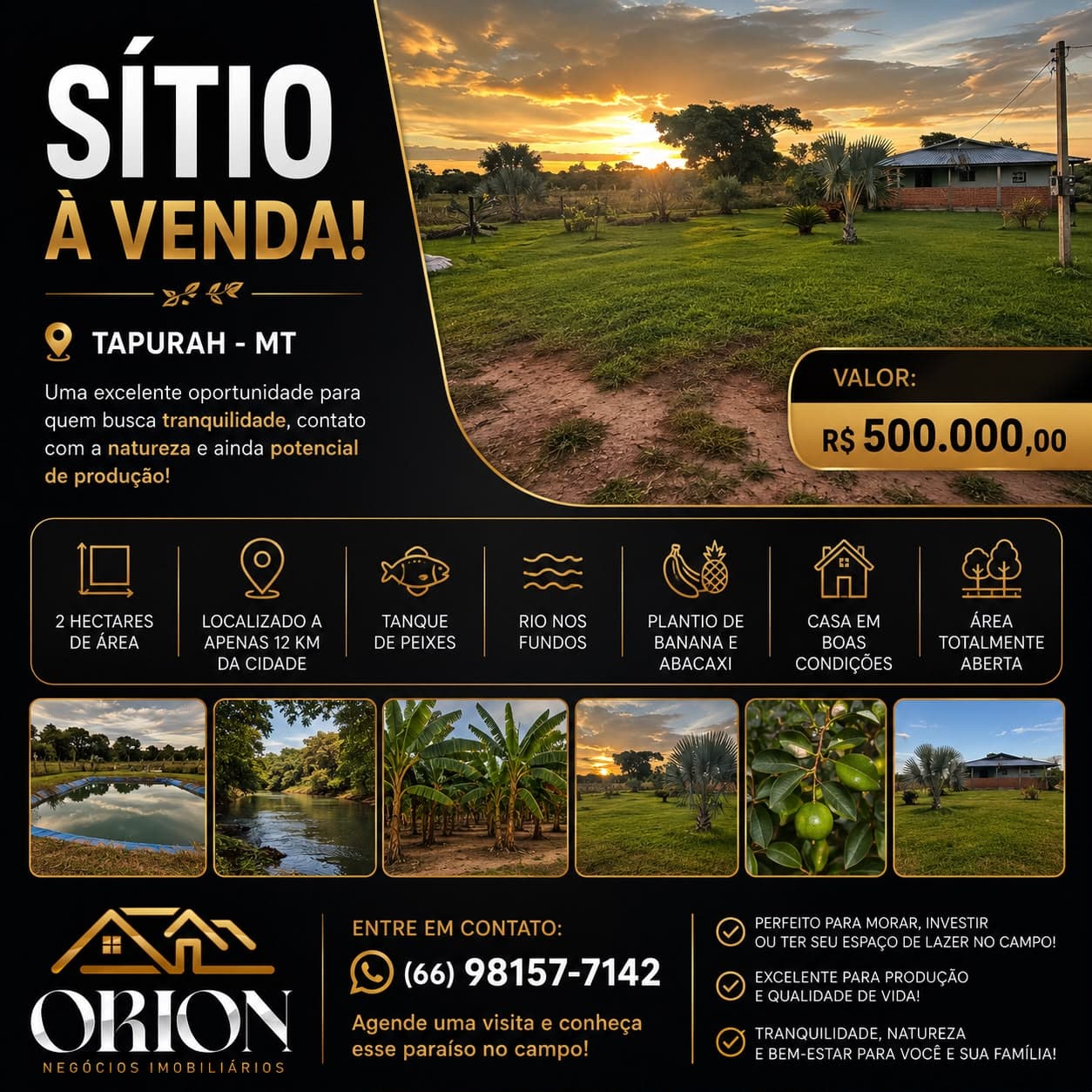 Sitio a venda a 12 km de Tapurah