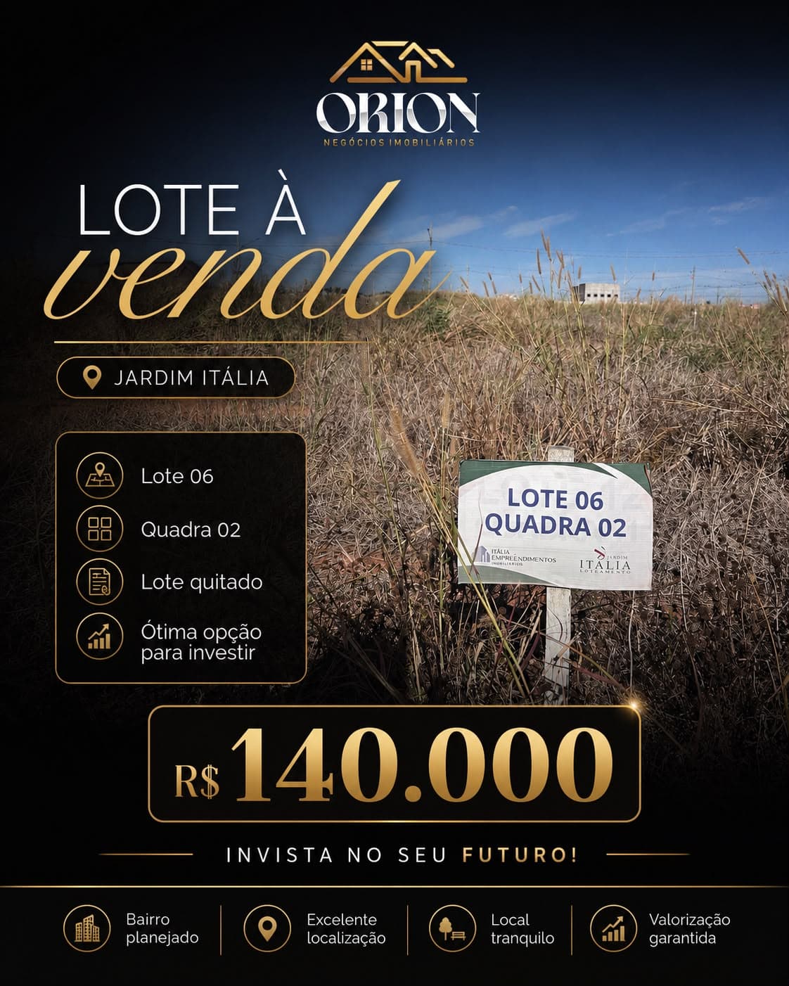 Lote 06 Quadra 02 à venda no Jardim Itália