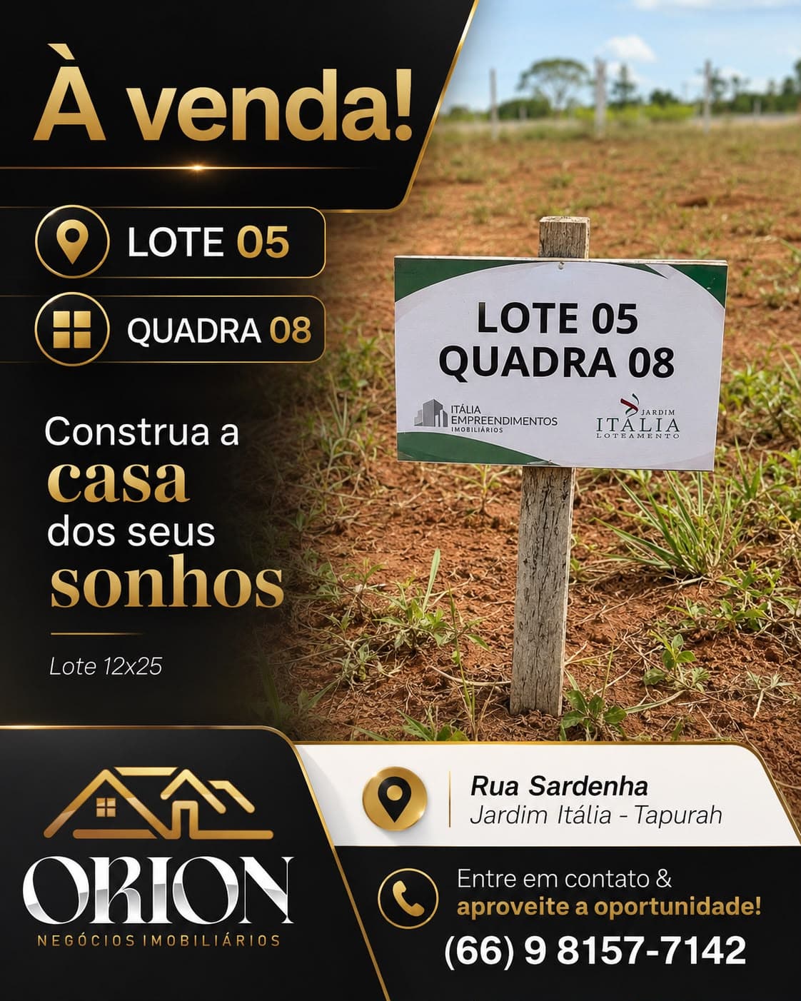 Lote à venda no Jardim Itália - Quadra 08 Lote 05