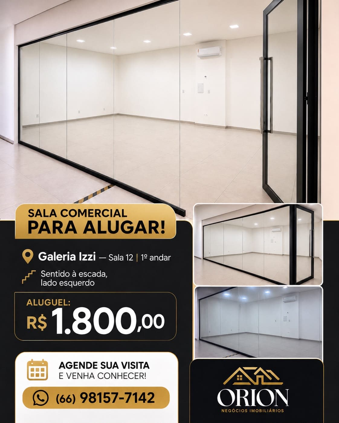 Arte de divulgacao da sala comercial 12 para alugar na Galeria Izzi