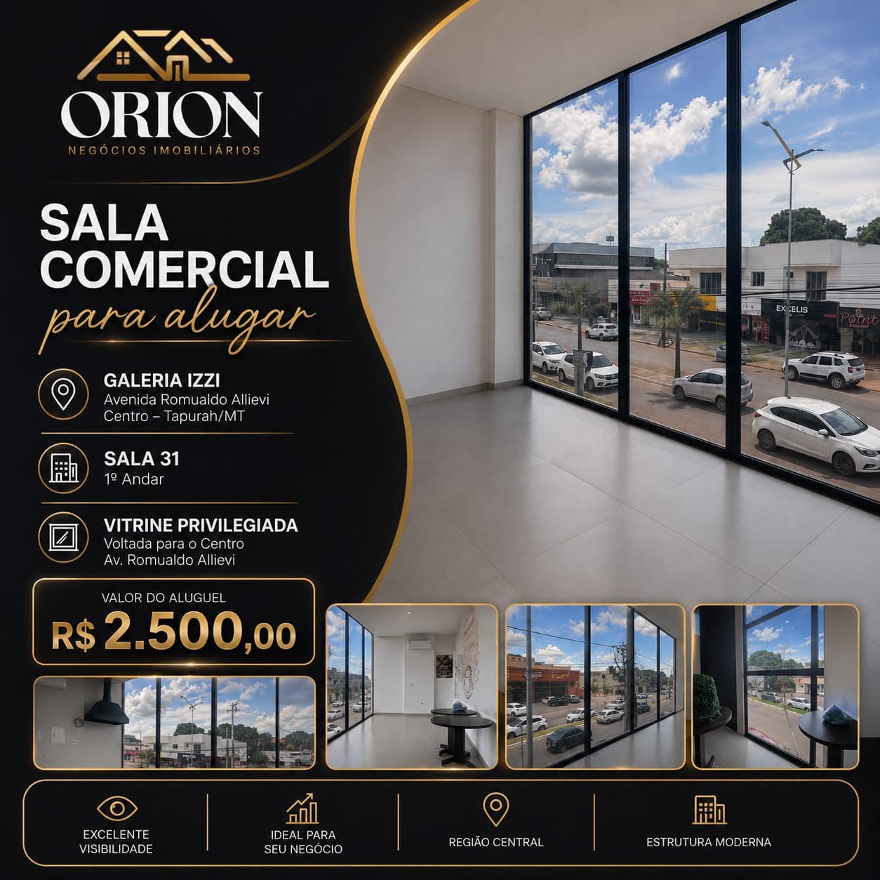 Arte de divulgacao da sala comercial 21 para alugar na Galeria Izzi