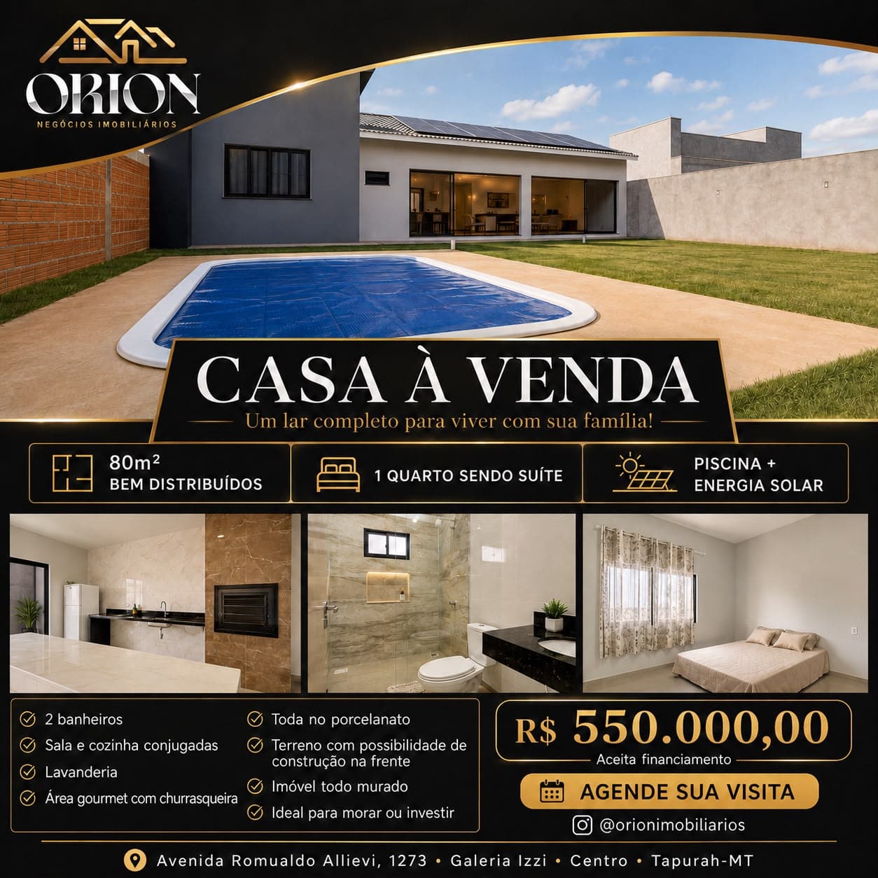 Casa a venda em Tapurah MT com piscina e energia solar